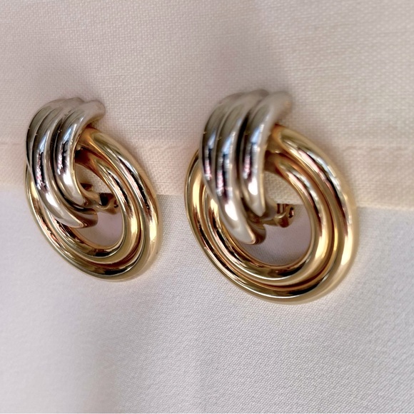 Gold and Silver Door Knocker Earrings - Picture 15 of 16